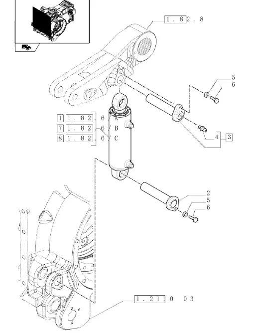 5186171 - Палец цилиндра верх. навески зад. TMT7/MXMPm
